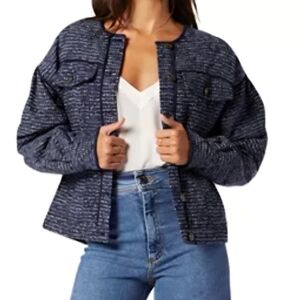 Joie Collarless Jacket W/Button Cuffs & Closure- Size 10- Malet $378 NWT